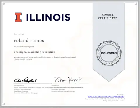 The Digital Marketing Revolution certificate