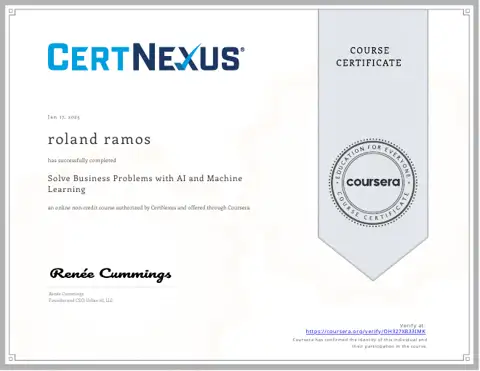 Solve Business Problems with AI and Machine certificate