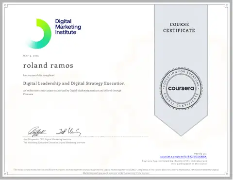 Digital Leadership and Digital Strategy Execution certificate