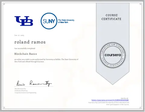 Blockchain Basics certificate