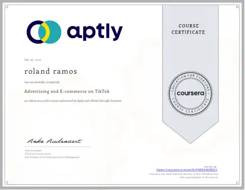 Advertising and E-commerce on TikTok certificate