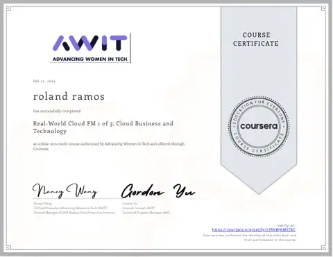 Real-World Cloud PM 1 of 3 Cloud Business and Technology certificate