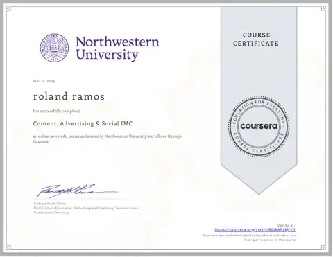 Content, Advertising & Social IMC certificate