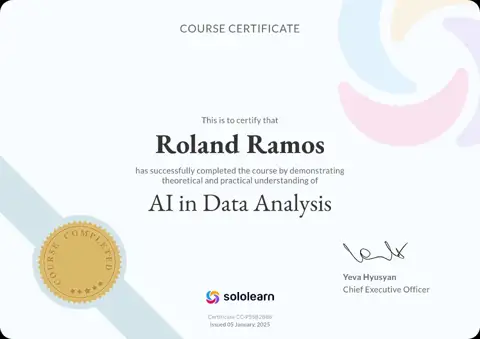 AI in Data Analysis certificate