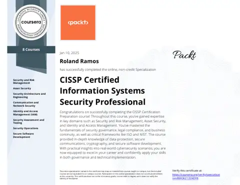 CISSP Certified certificate