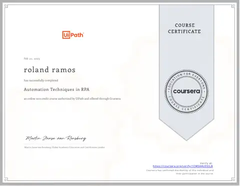 Automation Techniques in RPA certificate