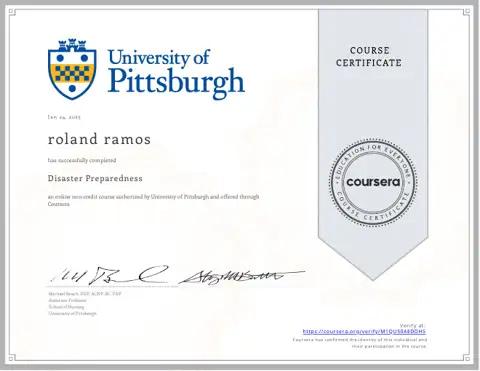 Disaster Preparedness certificate