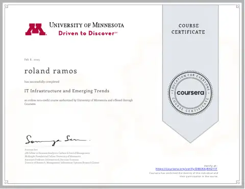 IT Infrastructure and Emerging Trends certificate