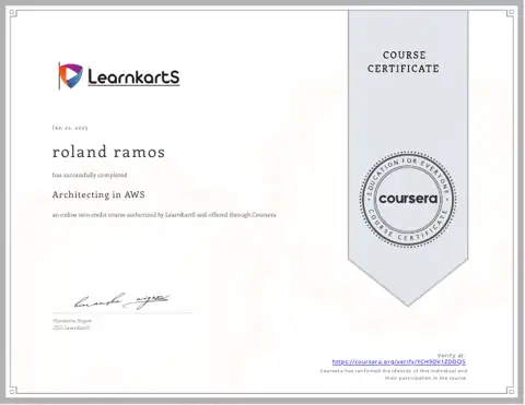 Architecting in AWS certificate