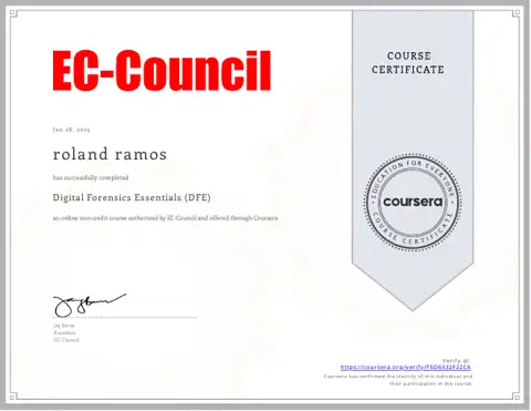 Digital Forensics Essentials (DFE) certificate