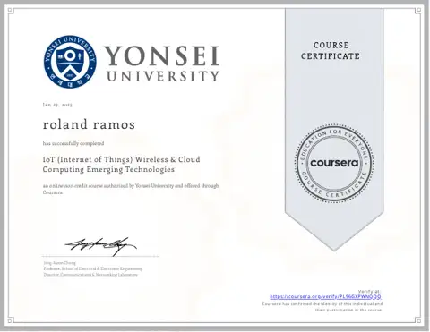 IoT (Internet of Things) Wireless certificate
