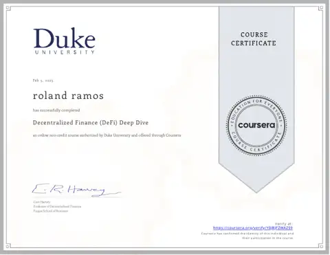 Decentralized Finance (DeFi) Deep Dive certificate