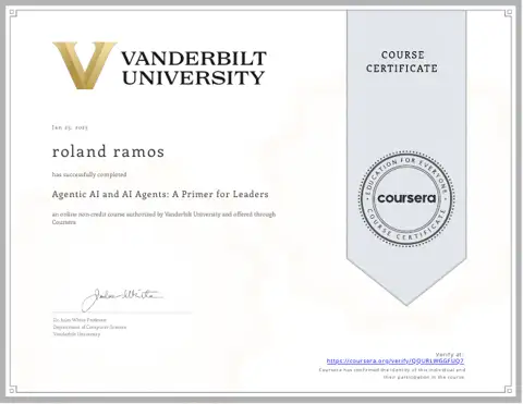 Agentic AI and AI Agents A Primer for Leaders certificate