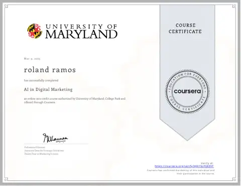 AI in Digital Marketing certificate