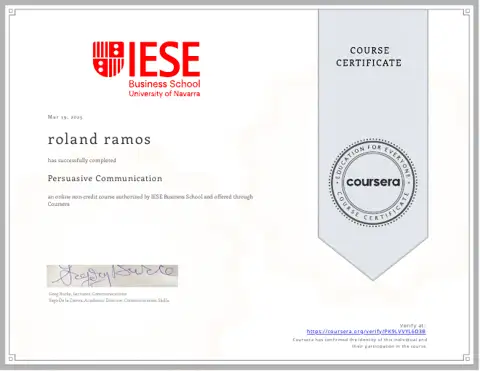 Persuasive Communication certificate