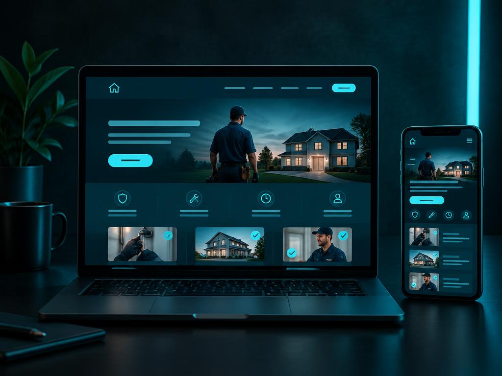 Custom homepage mockup on laptop and phone